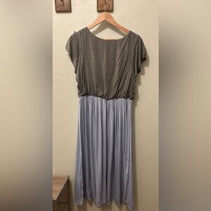 LOFT Gray and Blue Colorblock Dress